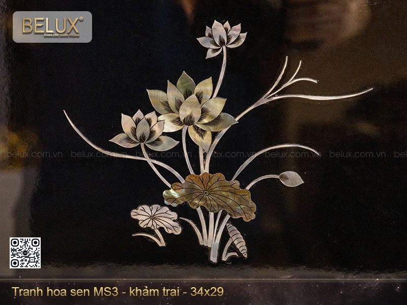 Tranh hoa sen khảm trai MS3 kt 34x29cm&nbsp;